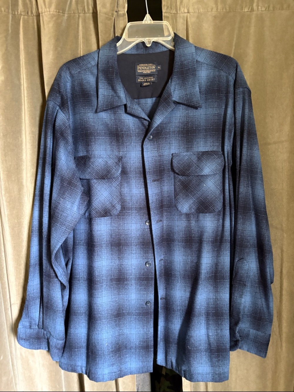 Pendleton Blue and Navy Gradient Plaid Button-Up Shirt